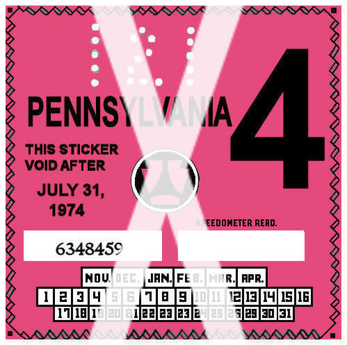 (image for) 1974-4 Pennsylvania INSPECTION Sticker